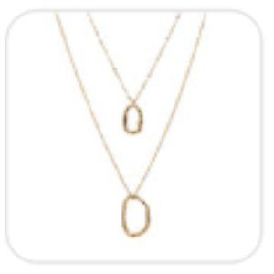 Gold Layered Necklace with Geometric Shaped Pendant